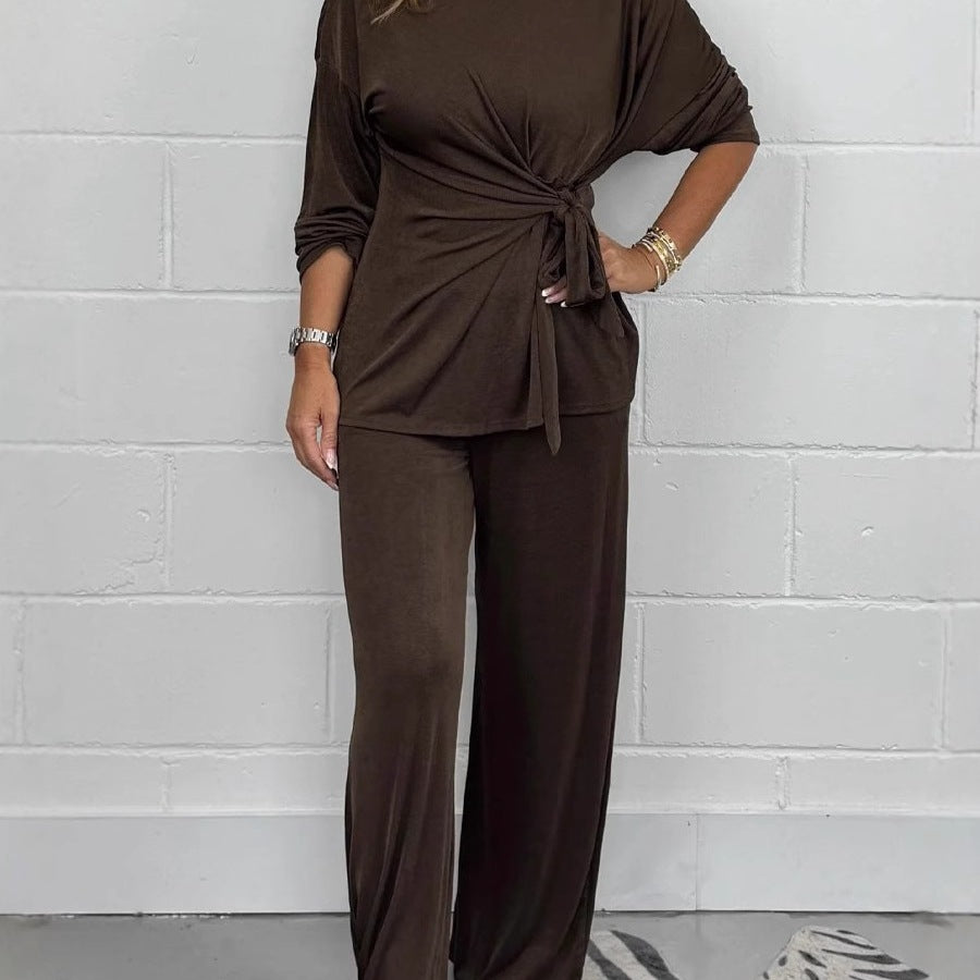 Damen lässiges Lounge-Set mit Knoten-Detail und weitem Schnitt EB