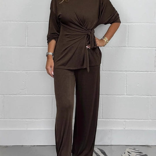 Damen lässiges Lounge-Set mit Knoten-Detail und weitem Schnitt EB