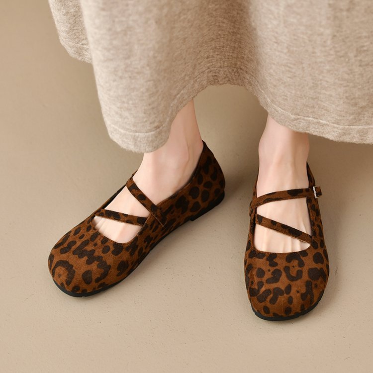 Damen Bequeme Ballerinas mit Querriemen und Schnallenakzent EB