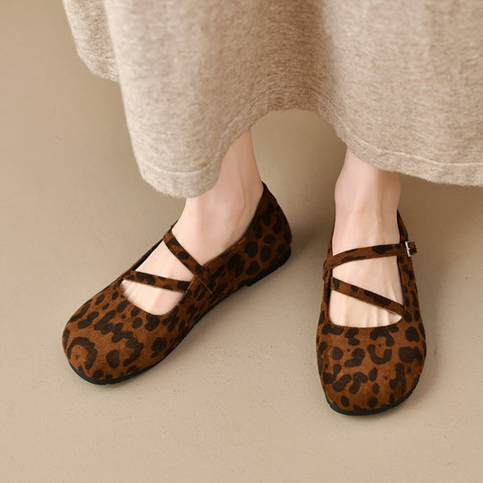 Damen Bequeme Ballerinas mit Querriemen und Schnallenakzent EB