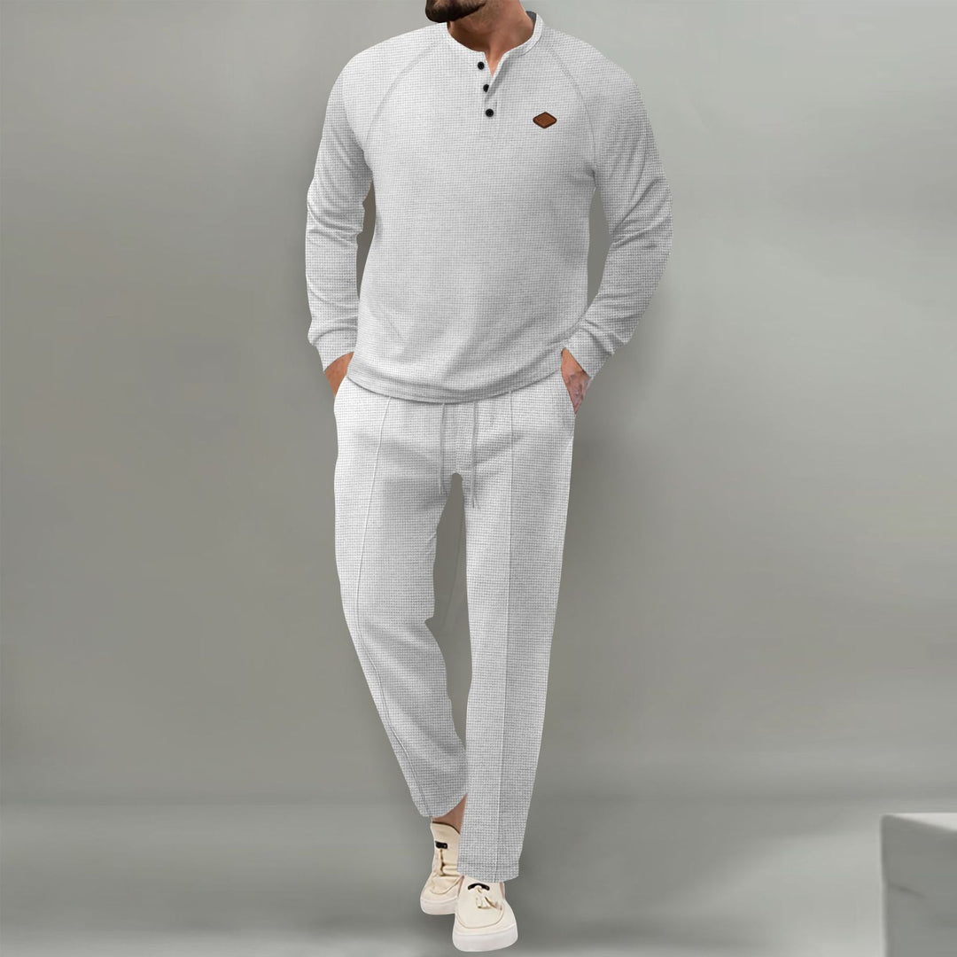 Herren hochwertiger Freizeitanzug mit Knopfleiste und eleganten Taschen EB