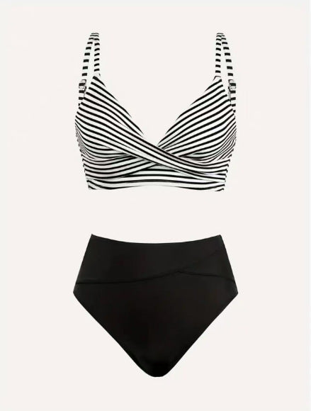 Damen Hochgeschnittenes Bikini-Set mit Wickel-Oberteil EB