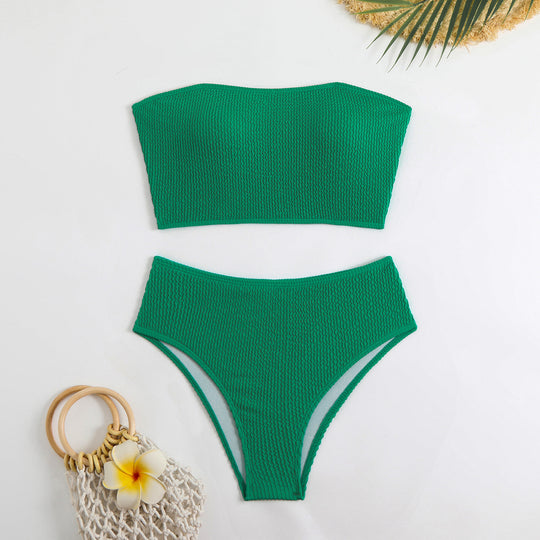 Damen Bandeau-Bikini-Set mit hochgeschnittenen Höschen EB
