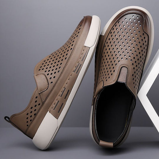 Damen Atmungsaktive Slip-On Sneakers aus perforiertem Leder EB