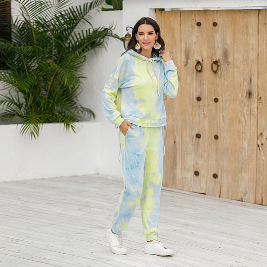 Damen lässiges Sweater-Set mit Kapuze und Kordelzug EB