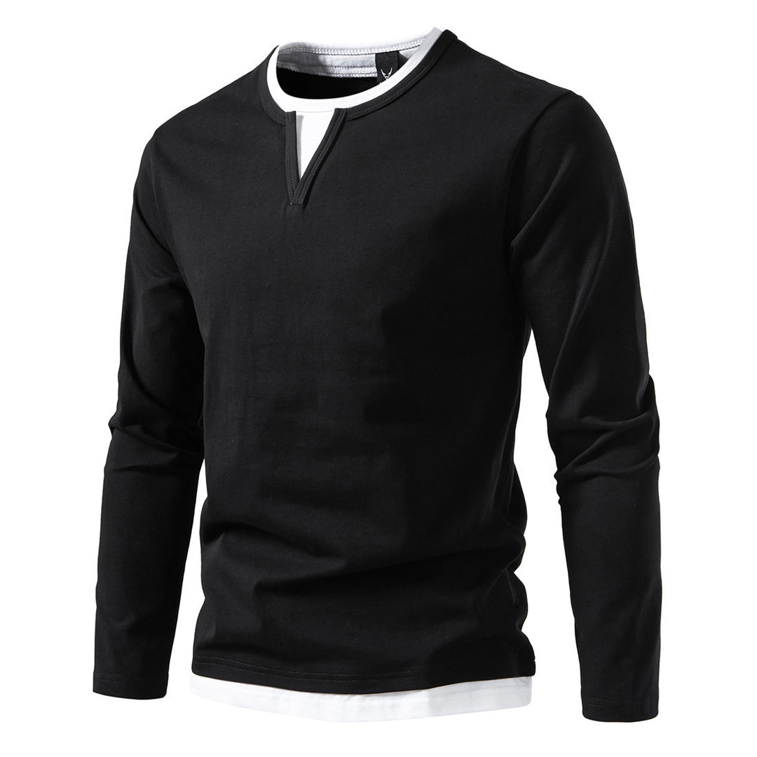 Herren Langarmshirt mit modernem V-Ausschnitt und coolen Layering-Details EB