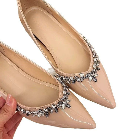 Damen elegante Ballerinas mit funkelnden Strass-Details EB