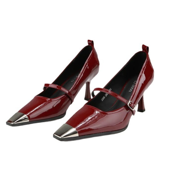 Damen elegante Slingback-Pumps mit spitzem Zehenbereich und glitzerndem Obermaterial EB