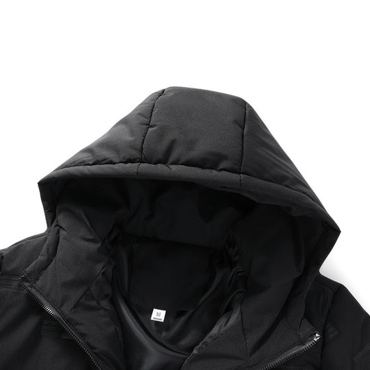 Herren Wattierte Kapuzenjacke mit geometrischer Steppung und winddichtem Saum EB