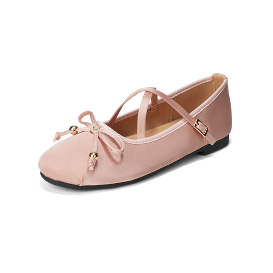 Damen Ballerina mit verstellbarem Riemen und dekorativem Schleifendetail EB
