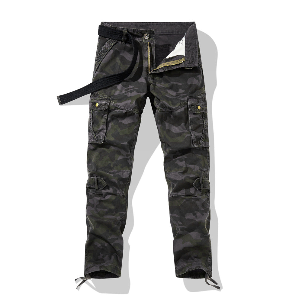 Herren Cargohose im Slim-Fit mit verstärkten Knien Multifachtaschen und Stoffgürtel EB