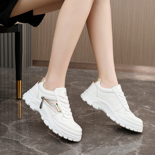 Damen Sneaker mit modischem Reißverschluss und gepolstertem Innenfutter EB