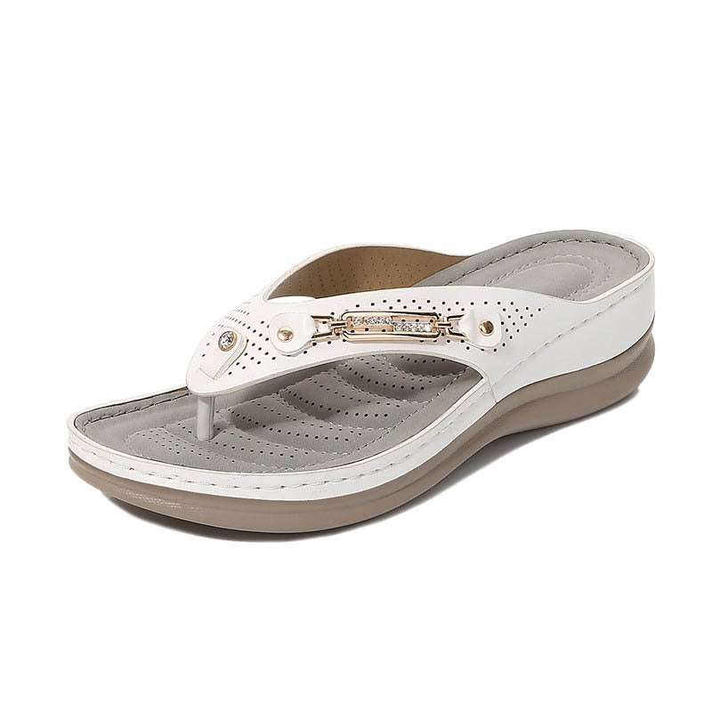 Damen trendige Wedge-Sandalen mit modischem Zierband und atmungsaktiver Fußbettung EB