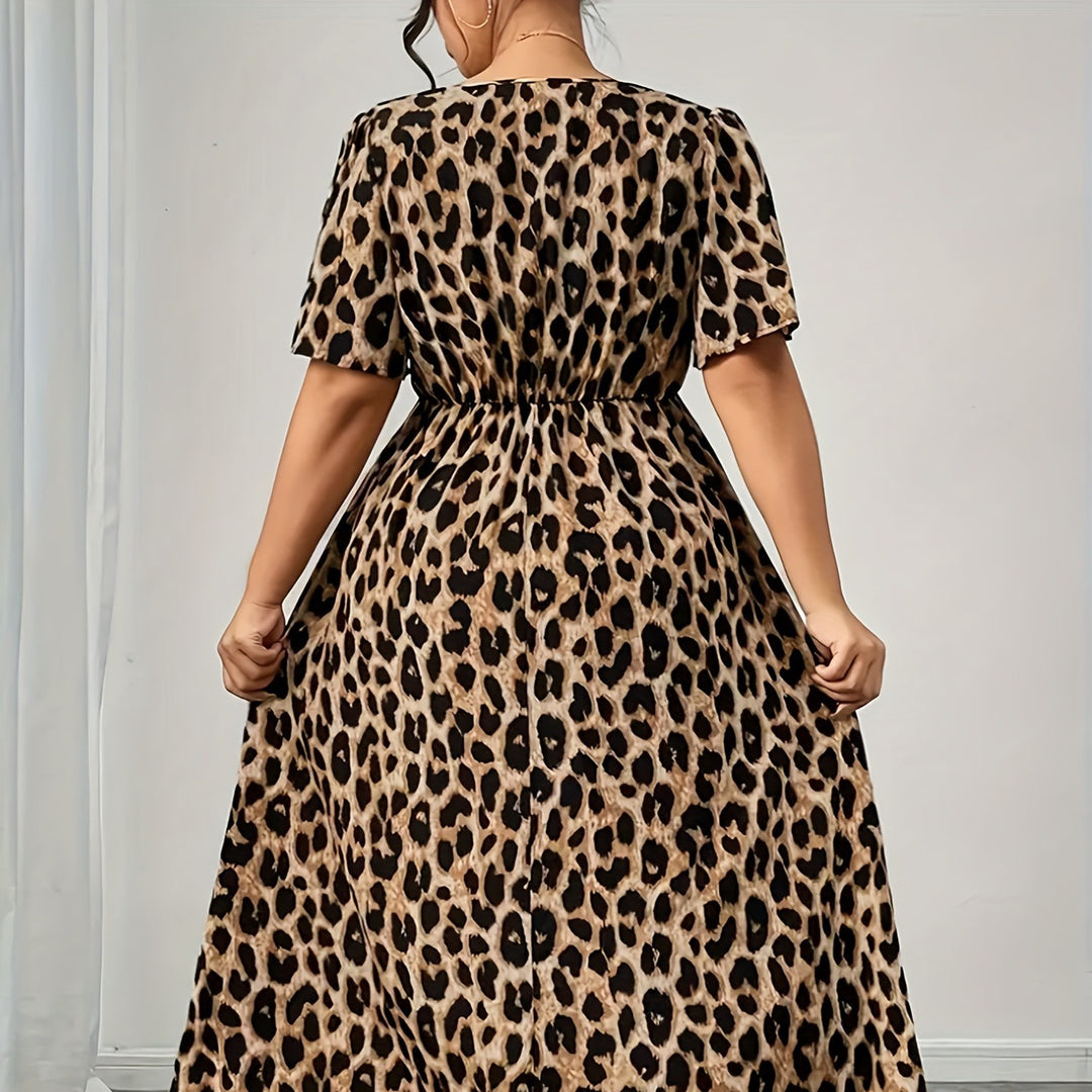 Damen Maxikleid mit raffiniertem Knotendesign und modernem Tiermuster EB