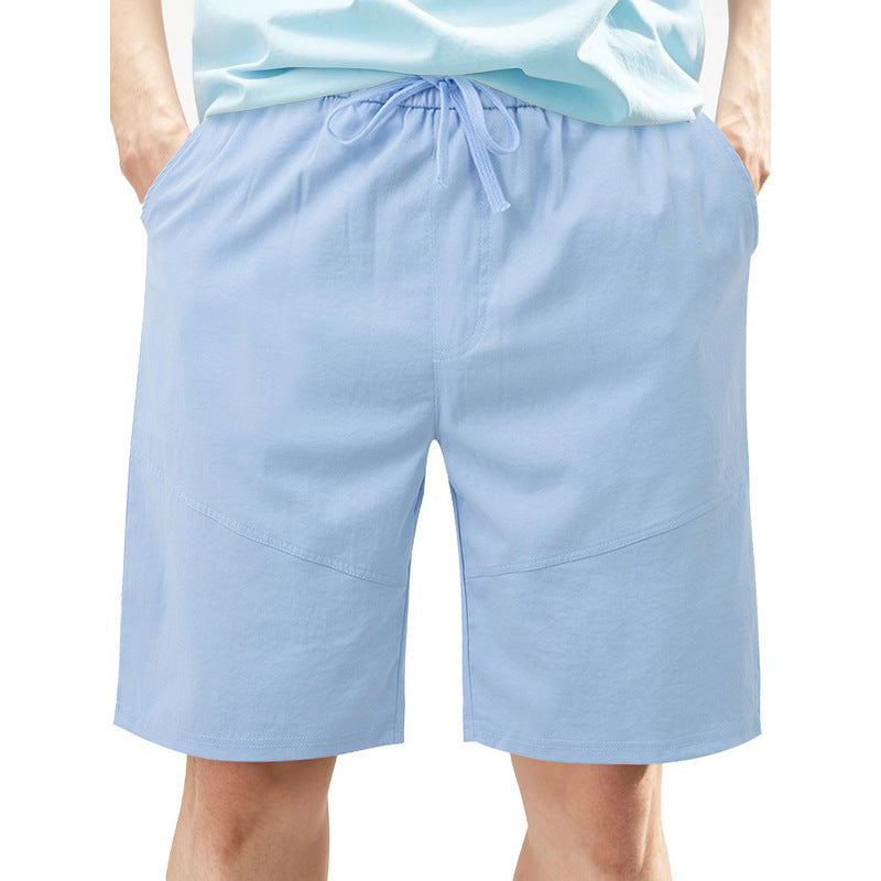 Herren nan knielange Leinenmix-Shorts mit elastischem Kordelzugbund und seitlichen Schubtaschen EB