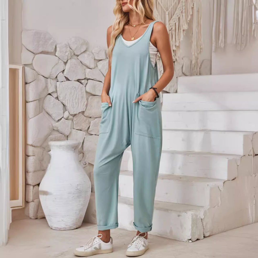 Damen Jumpsuit mit großzügigen Taschen und weichem Stretchmaterial EB