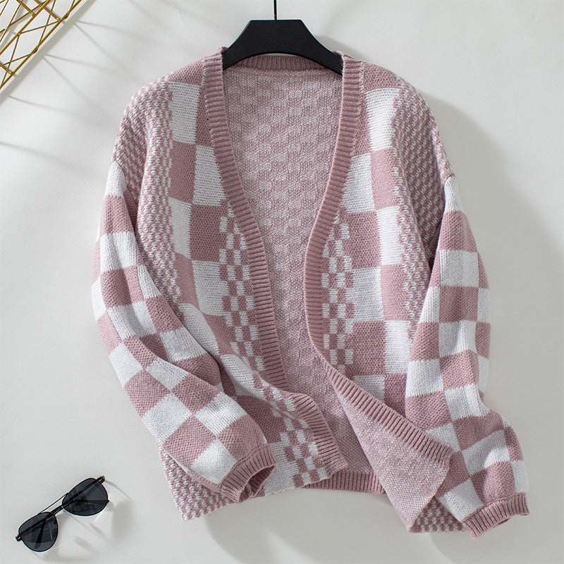 EB | Karierter Strick Strickjacke