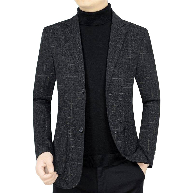 Herren Slim-Fit Sakko aus Wollmischung mit dezentem Karomuster EB