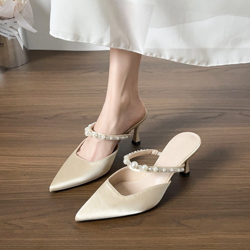 Damen Elegante Slingback-Pumps mit modischen Perlenakzenten EB
