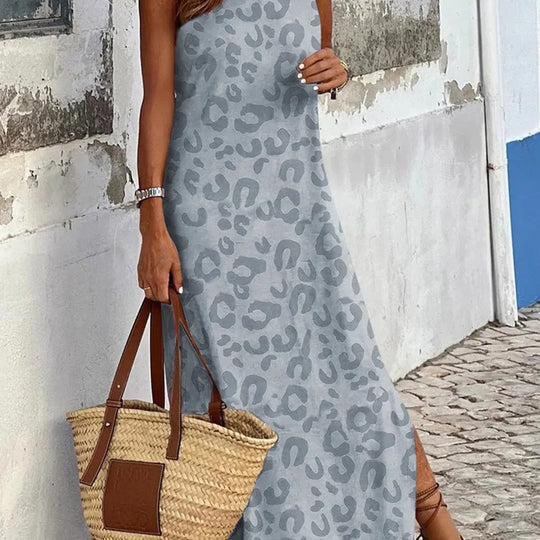 Damen Maxikleid mit elegantem Leopardenmuster EB