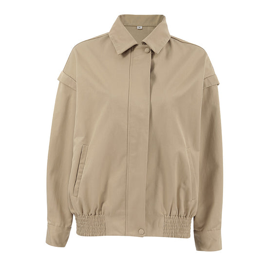Damen Kurze Utility-Jacke mit voluminösen Ärmeln und praktischen Taschen EB
