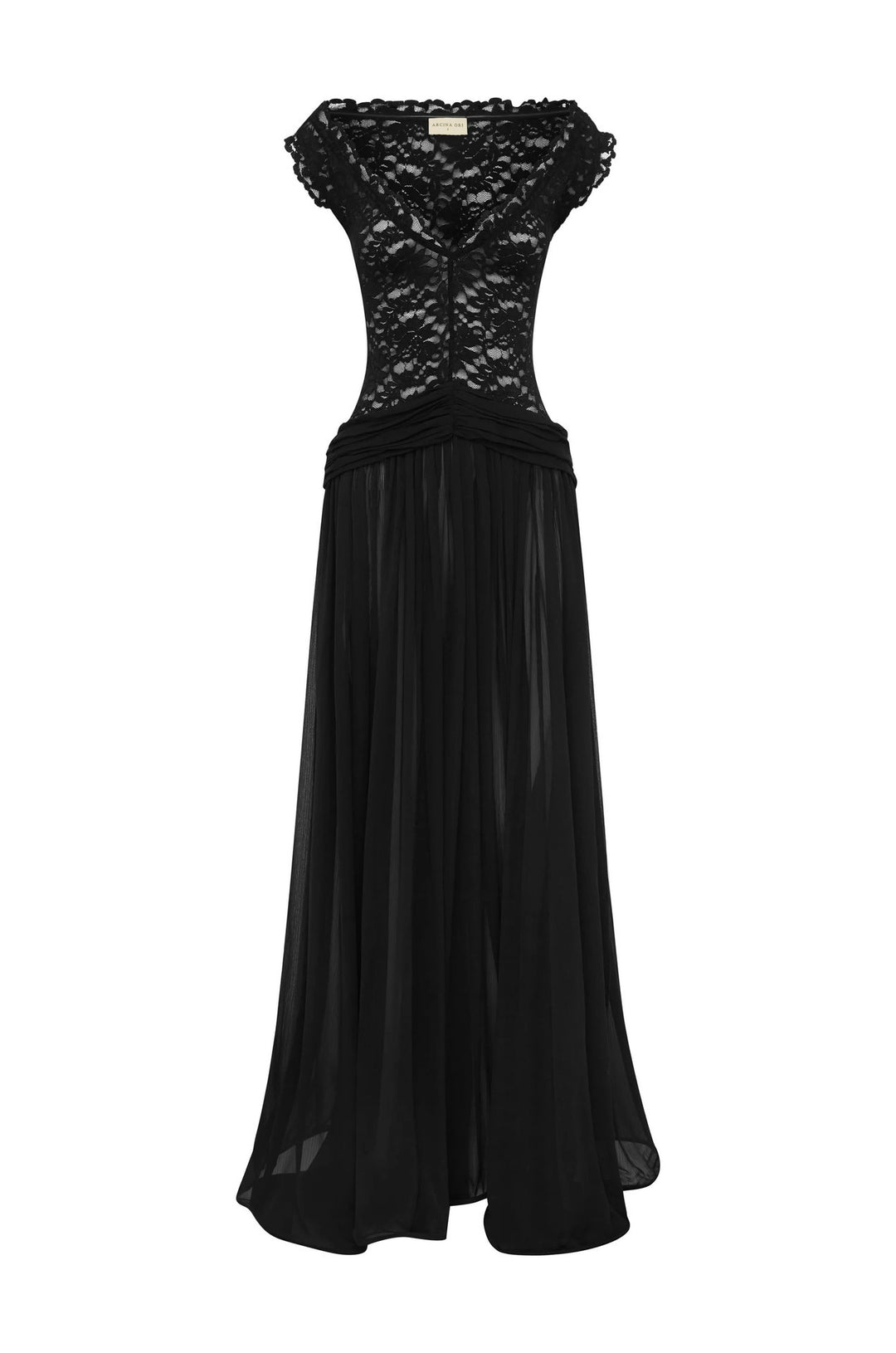 Damen Elegantes Spitzenmaxikleid mit fließendem Rock EB