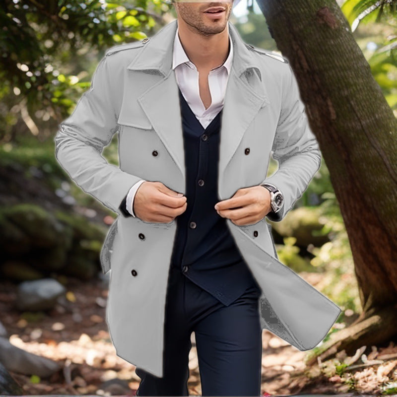 Herren klassischer Trenchcoat im zeitlosen Design mit knöpfbaren Taschen EB