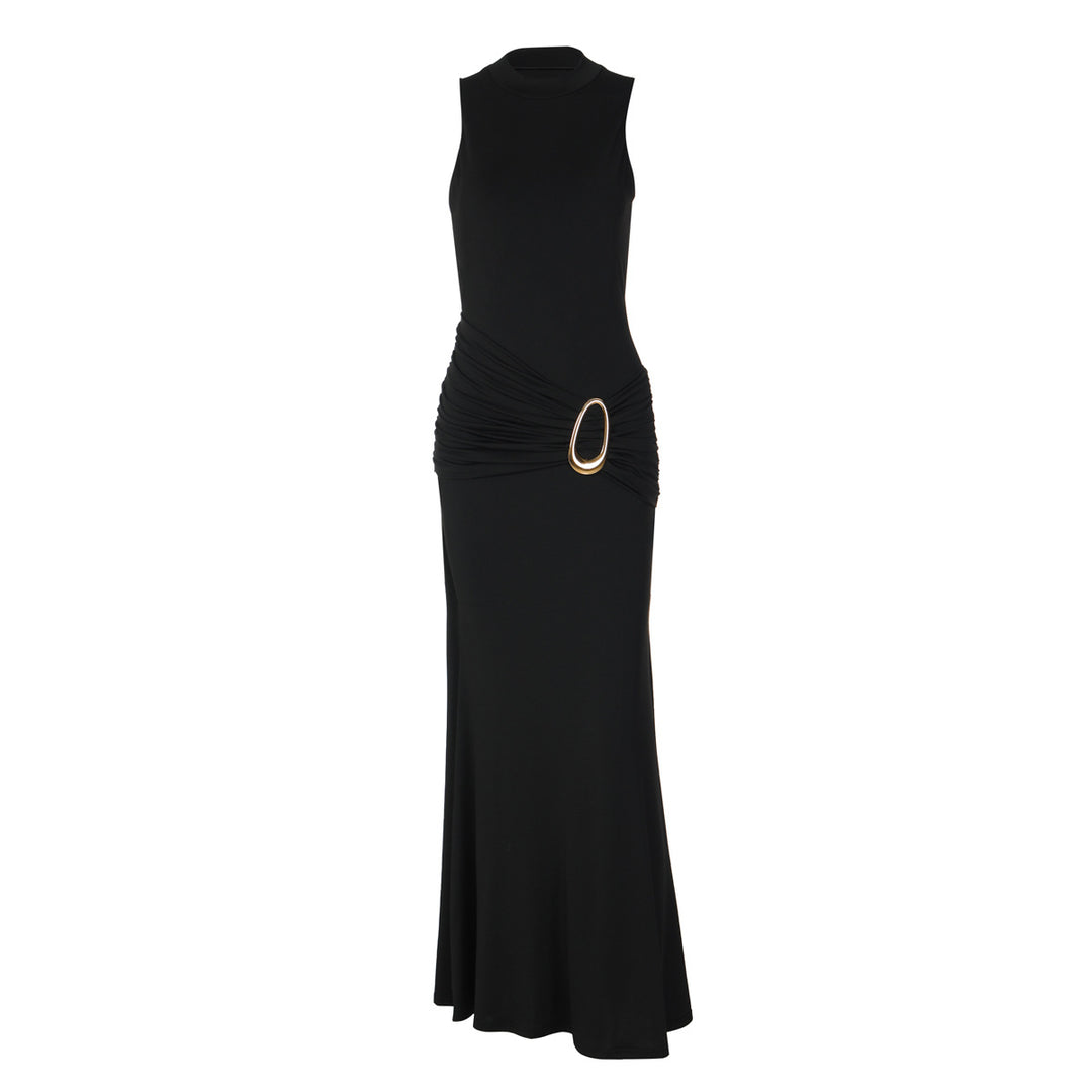 Damen Langermiges Maxikleid mit raffiniertem Raffungselement EB