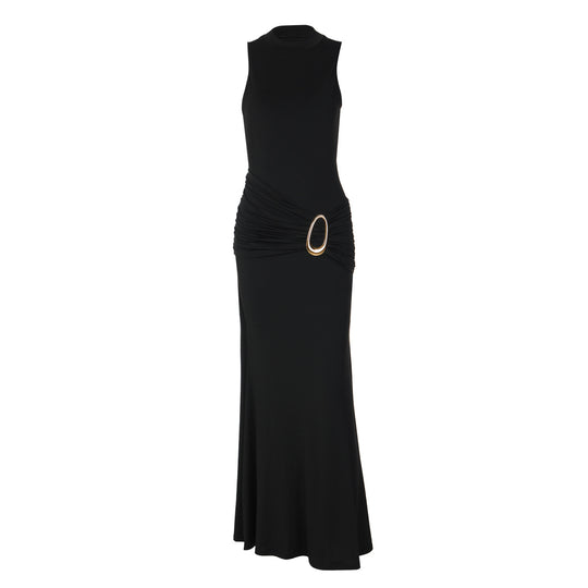Damen Langermiges Maxikleid mit raffiniertem Raffungselement EB