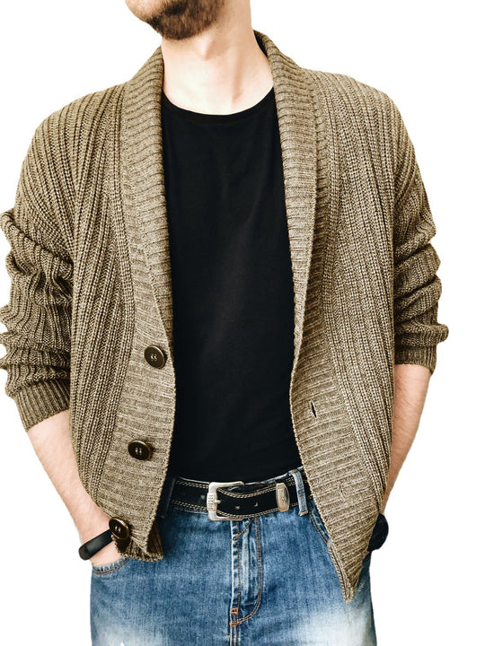 Herren Strickjacke mit modischem Schalkragen und praktischen Knöpfen EB