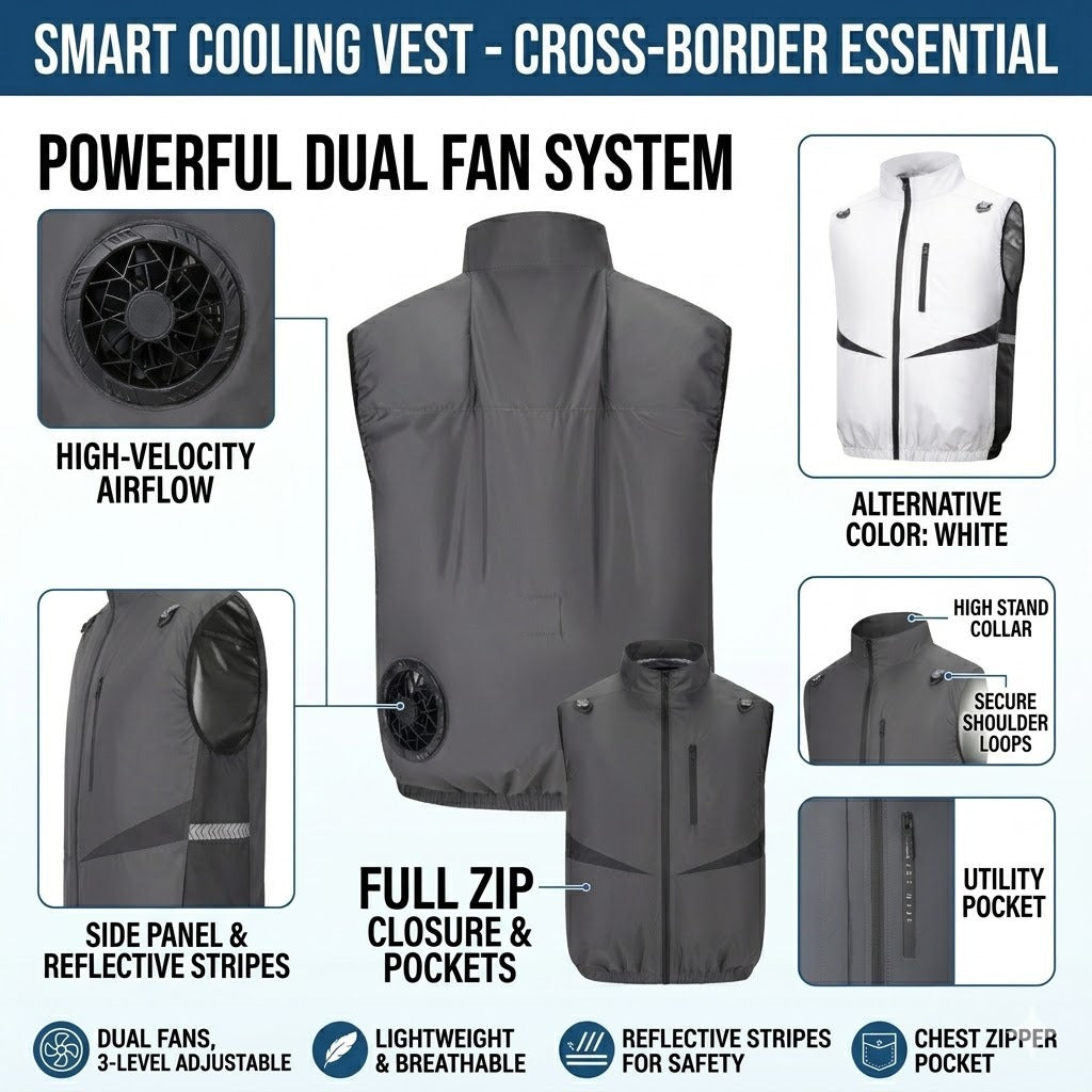 Unisex nan Ersatz-Lüfter-Set für Kühljacke mit Powerbank, vierfachen Lüftern und Anschlusskabel R&B