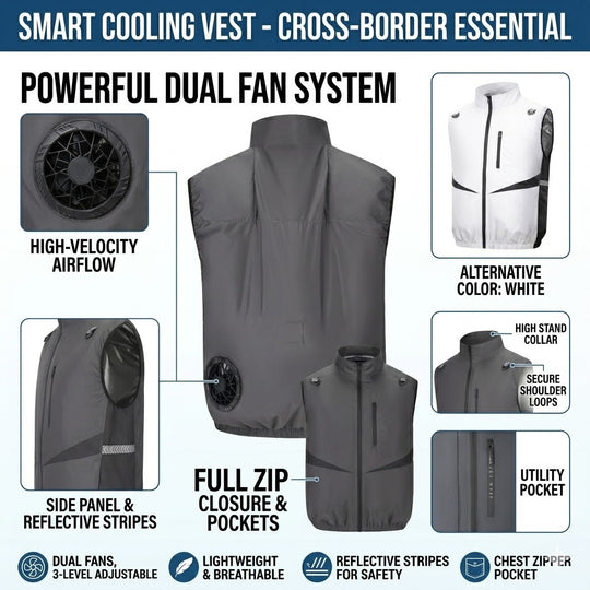 Unisex nan Ersatz-Lüfter-Set für Kühljacke mit Powerbank, vierfachen Lüftern und Anschlusskabel R&B