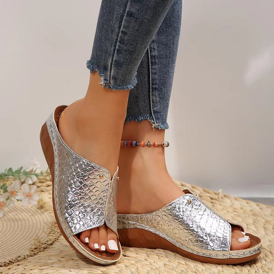 Damen Bequeme Clogs mit modischem Schlangenlederdesign EB