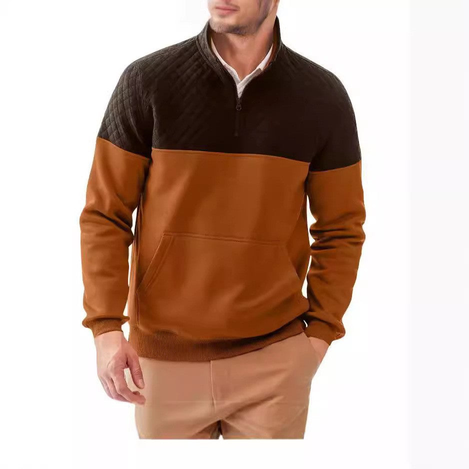 Herren Sportiver Pullover mit Stehkragen und Taschen EB