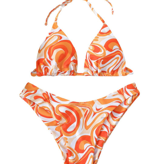 Damen Triangel-Bikini mit aufregendem Farbverlauf und hohem Beinausschnitt EB