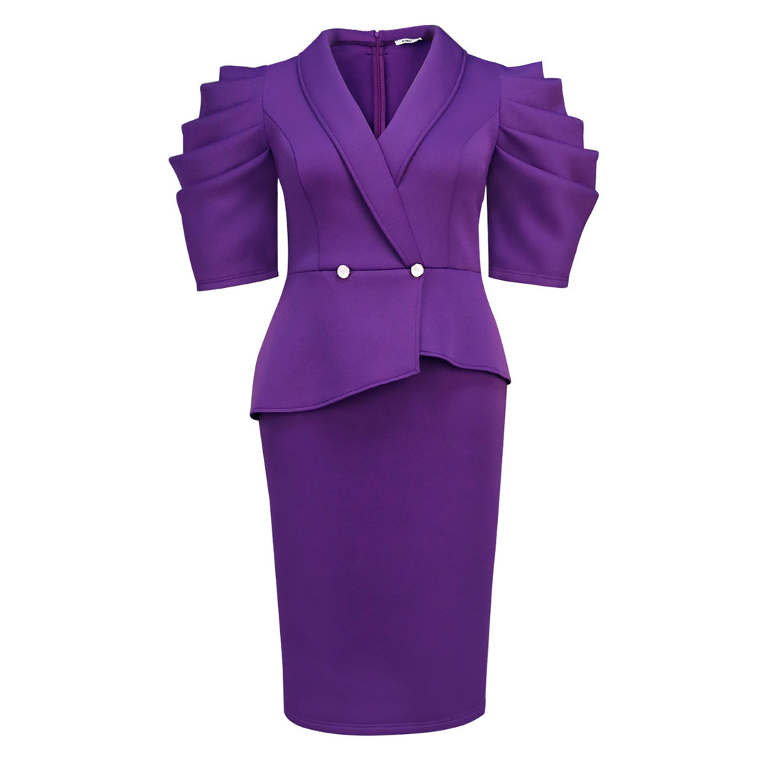 Damen Elegantes Etui-Kleid mit voluminösen Puffärmeln EB