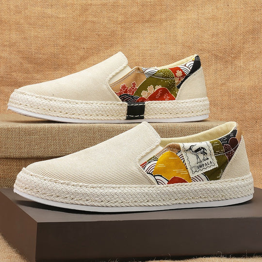 Damen Komfortable Slip-On Espadrilles mit modischem Mustermix EB