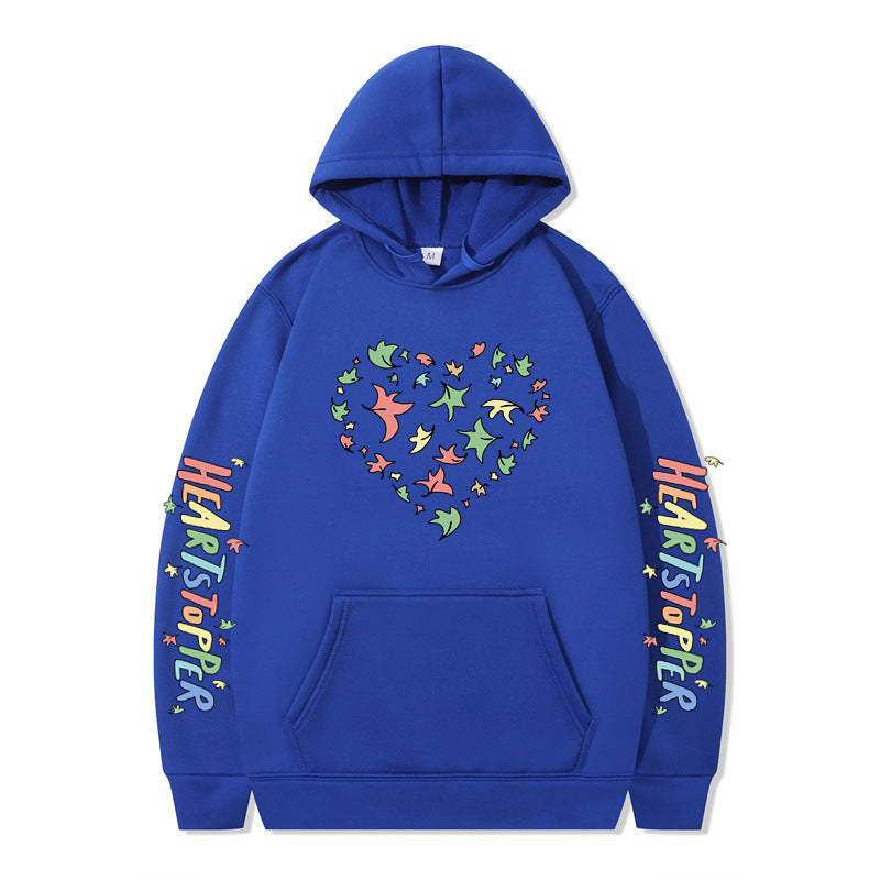Damen Kapuzenpullover mit kreativem Herz- und Blattmotiv EB