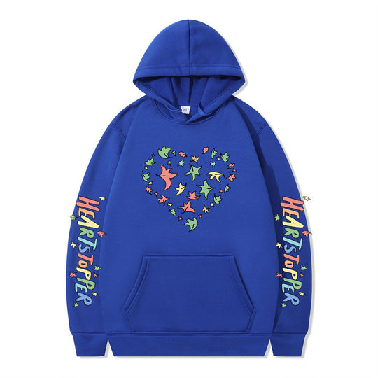 Damen Kapuzenpullover mit kreativem Herz- und Blattmotiv EB