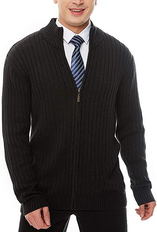 Herren Sportliche Strickjacke mit Reißverschluss und erhöhtem Kragen EB