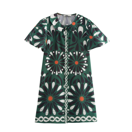 Damen Kleid mit floralem Muster und Kragen EB