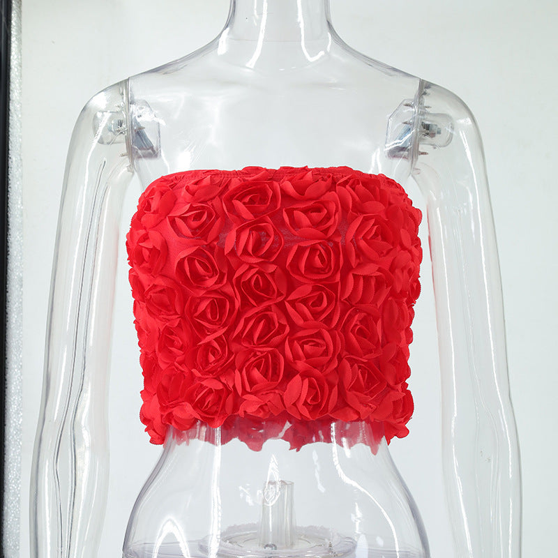 Damen Oberteil mit 3D-Rosenmuster EB