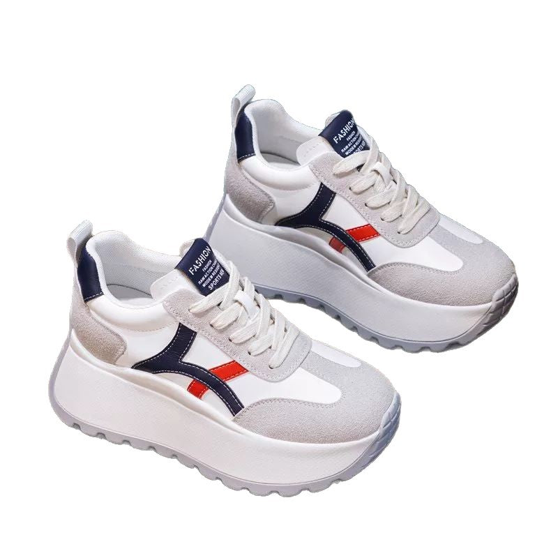 Damen Sportliche Plateau-Sneaker mit modischem Obermaterial und rutschfester Sohle EB