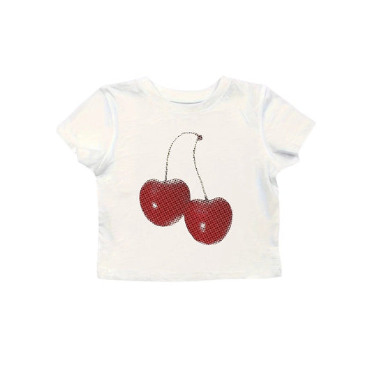 Damen Crop-T-Shirt mit fröhlichem Kirschmotiv EB