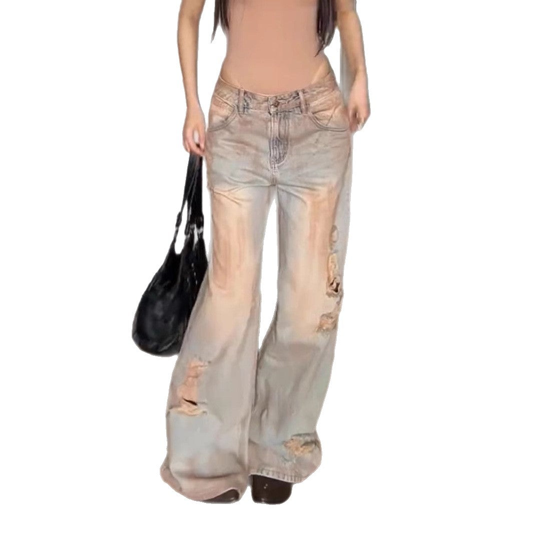 Damen Weite Destroyed Jeans mit lässigem Schnitt und modischen Details EB
