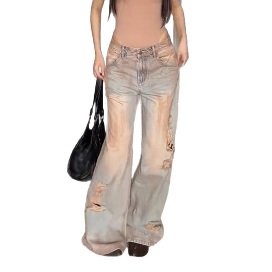 Damen Weite Destroyed Jeans mit lässigem Schnitt und modischen Details EB