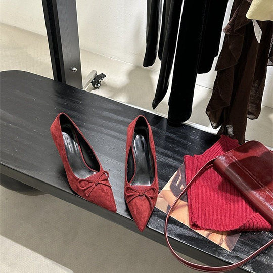 Damen elegante spitze Absätze mit zarter Schleifenverzierung EB