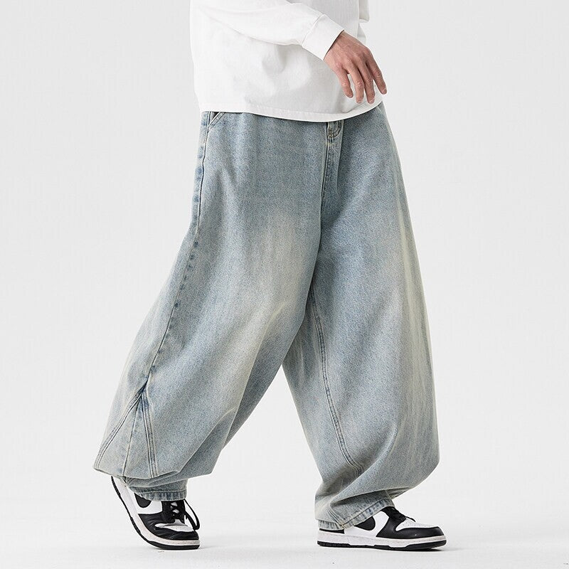 Herren nan extraweite Baggy-Jeans mit tiefem Schritt, relaxed Low-Crotch Schnitt und weitem Saum EB