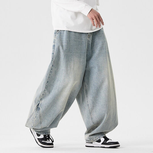 Herren nan extraweite Baggy-Jeans mit tiefem Schritt, relaxed Low-Crotch Schnitt und weitem Saum EB