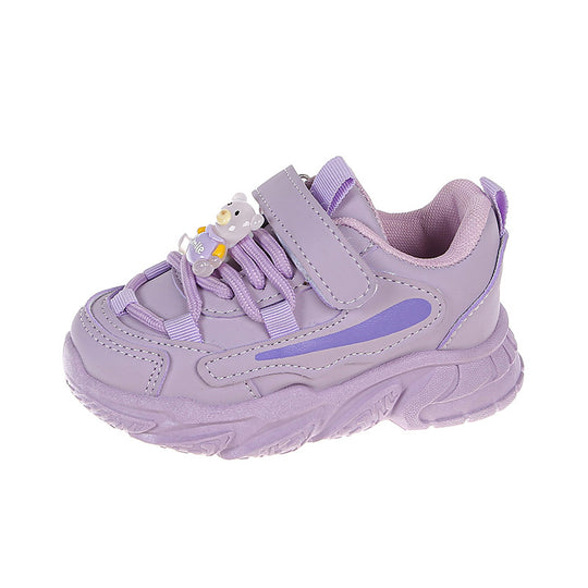 Damen Sportliche Kinder Sneakers mit praktischem Klettverschluss und tierischen Applikationen EB
